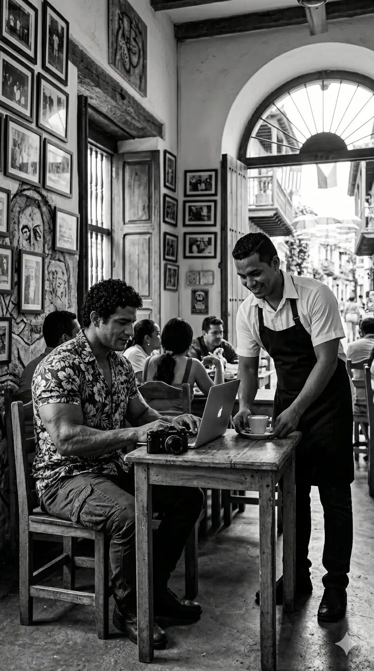 "Nómada digital gay trabajando en Cartagena Colombia."