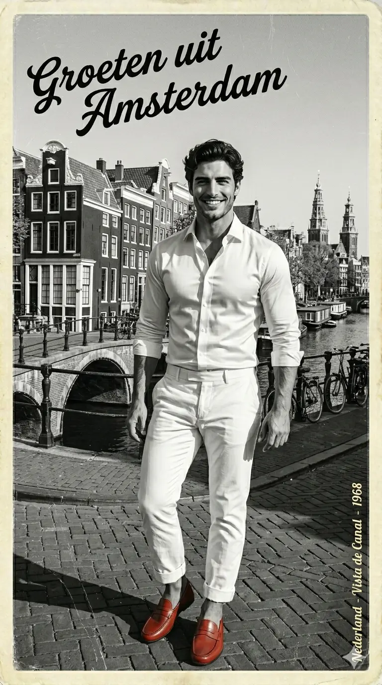 "Hombre gay atractivo viajando por el mundo. "AMSTERDAM