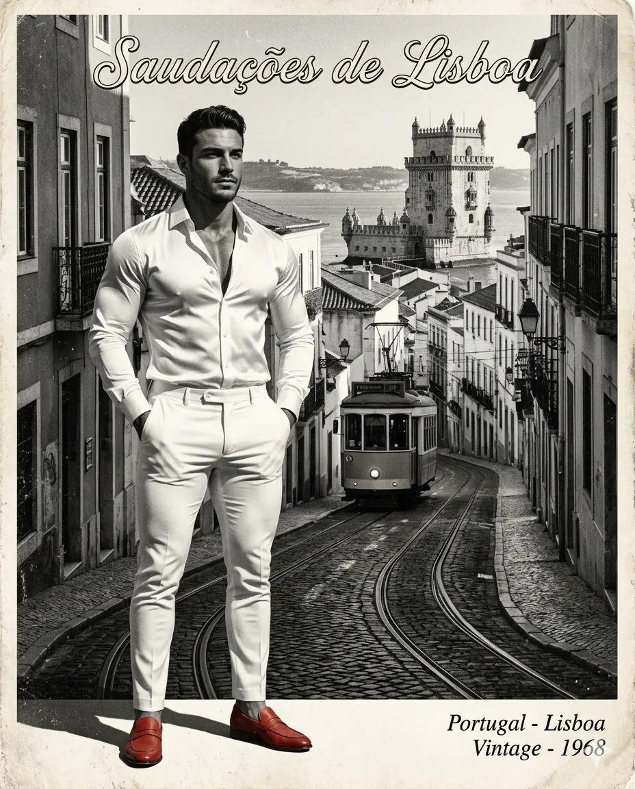 "Hombre gay atractivo viajando por el mundo. "LISBOA